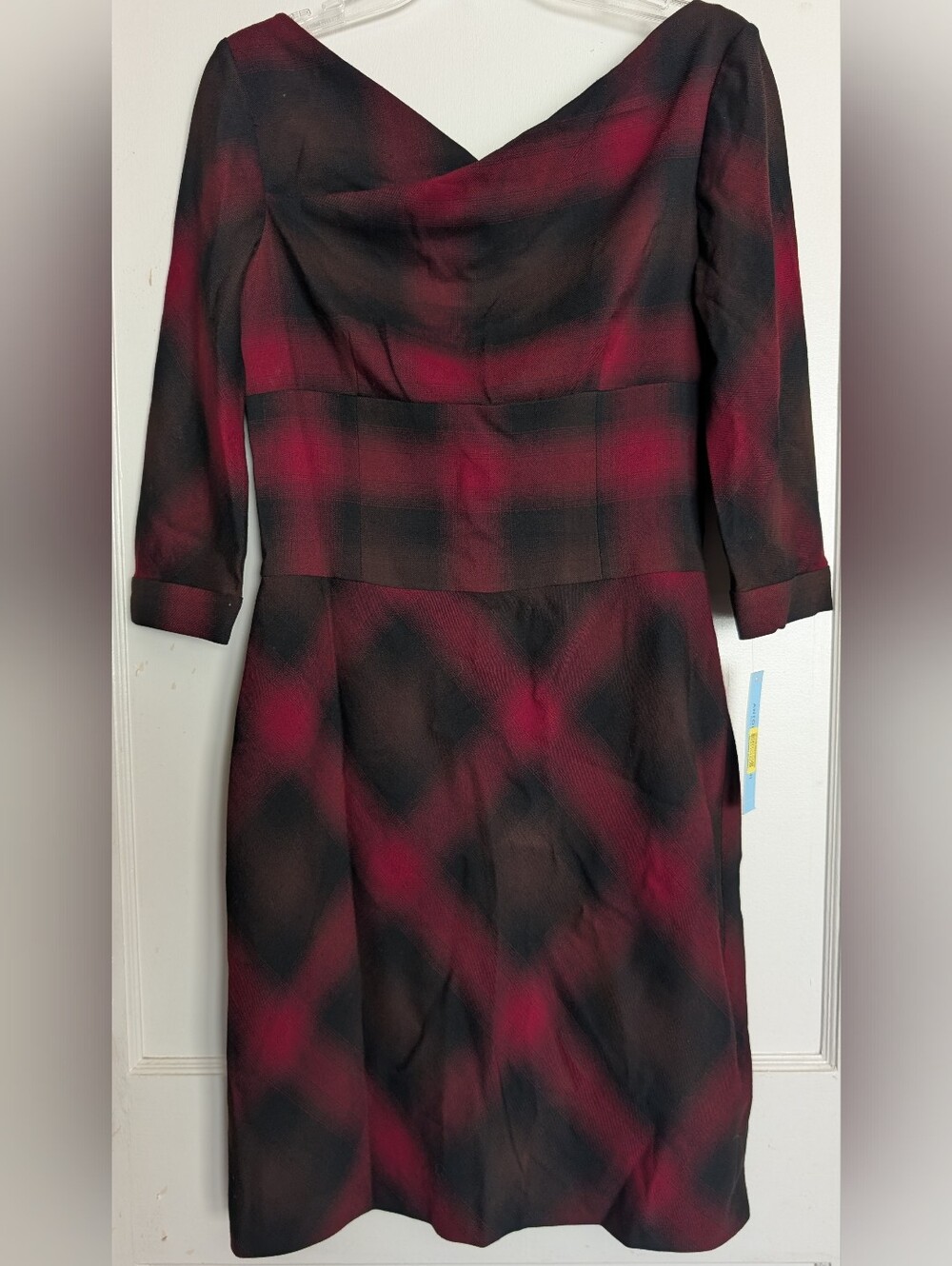 Antonio Melani Elegant Red and Black Plaid Fit-and-Flare Dress